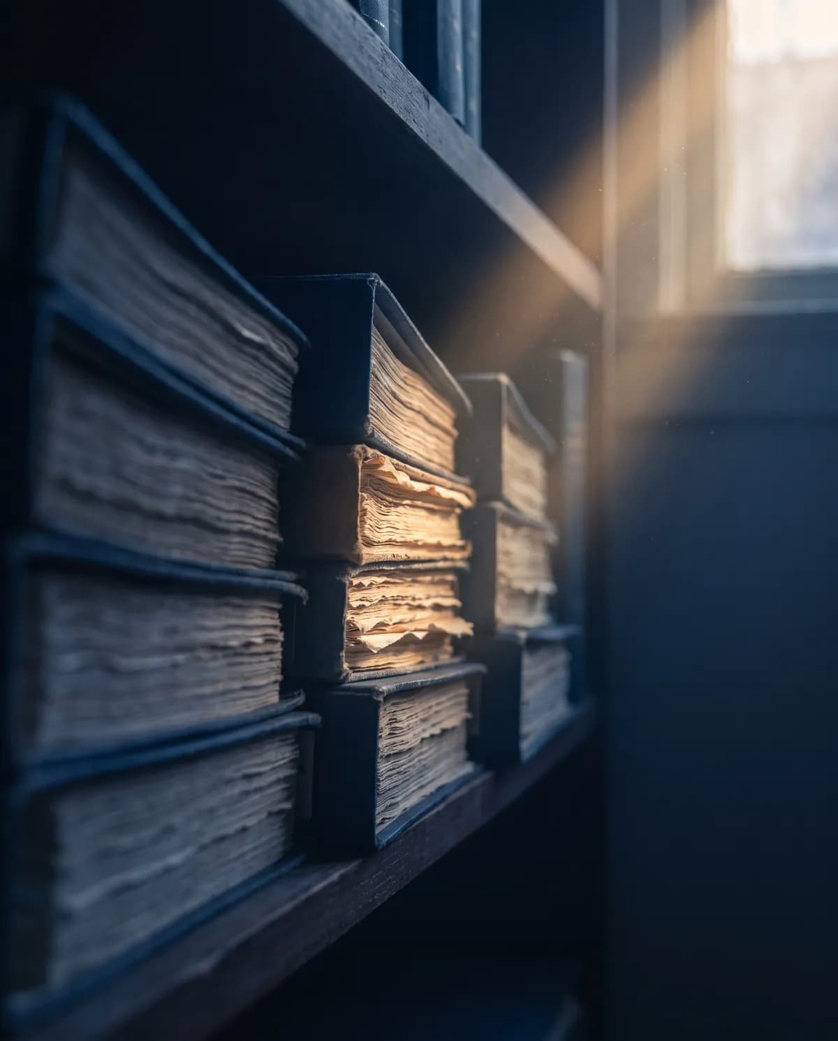 Şafak ışığının vurduğu hukuk bürosu dosya arşivi